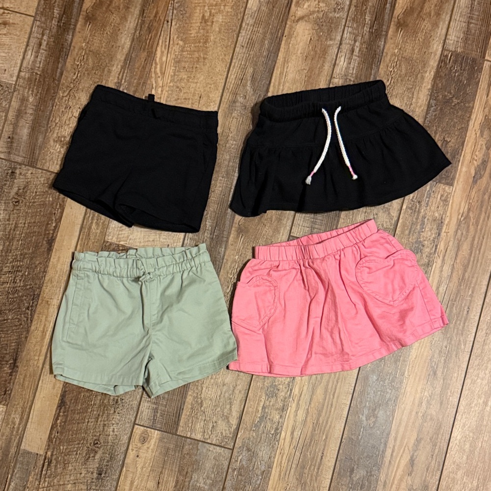 Girls 3T Black, Pink, and Sage Pull-On Shorts & Skort Set